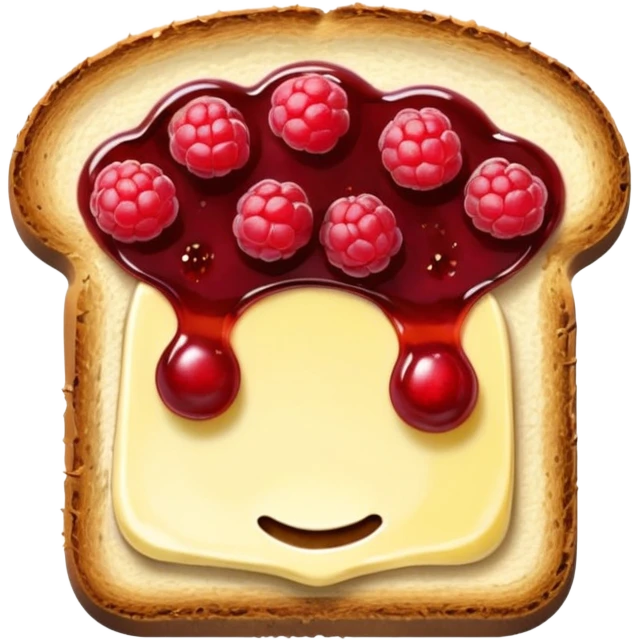 a slice of bread with butter and raspberry jam emoji