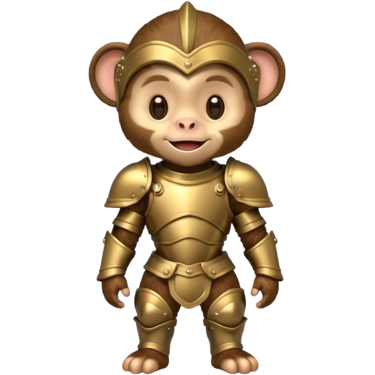 baby monkey in armor, full body, smile emoji