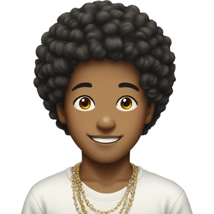 smiling boy korean boy with afro jewelry emoji
