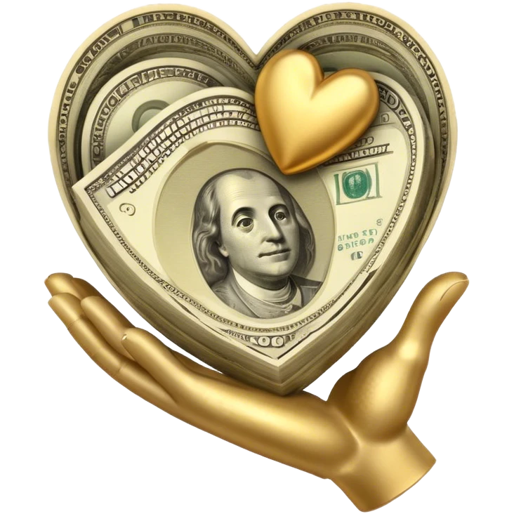 Money holding a heart emoji