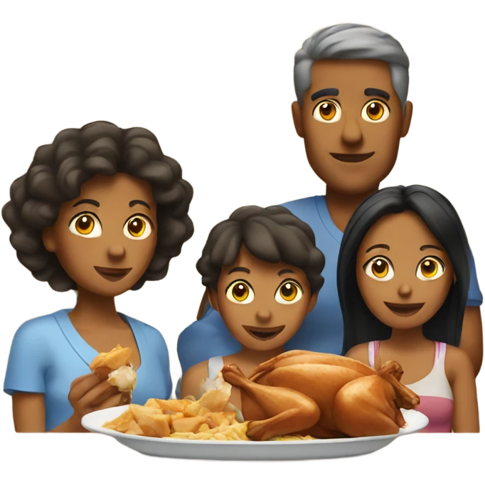 Tanned family eating chicken emoji