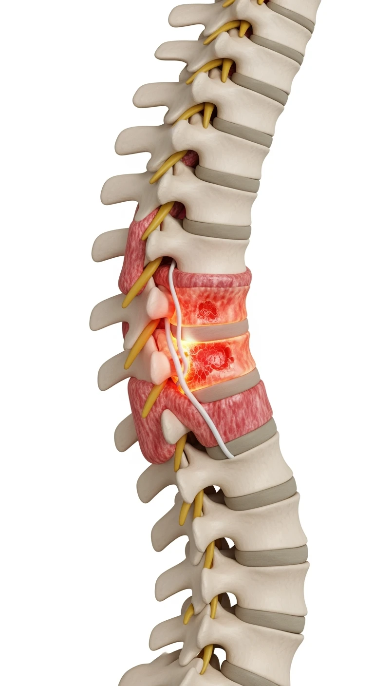 spina dorsale anatomica umana infiammata con ernia, ISOLATO SU SFONDO BIANCO emoji