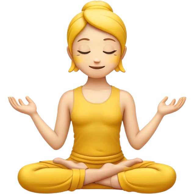 yellow emoji in lotus pose, meditating, calm face emoji