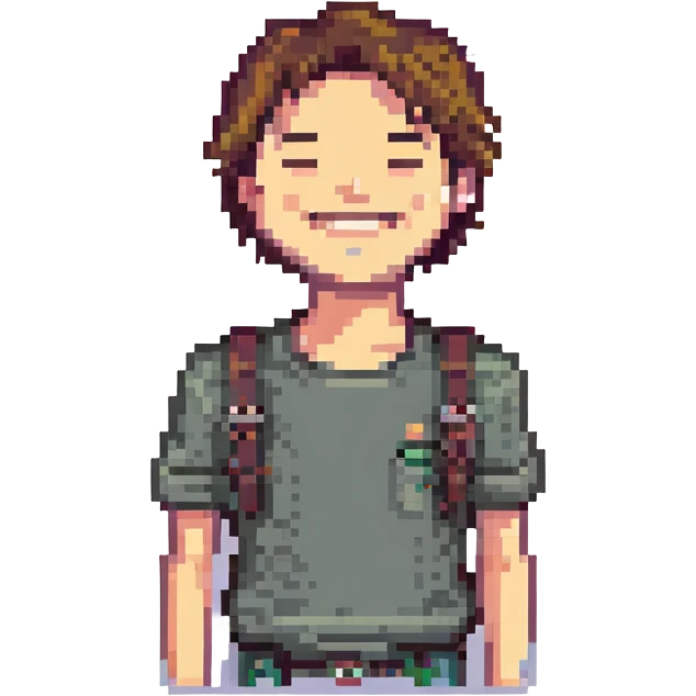 young adult man with smile emoji