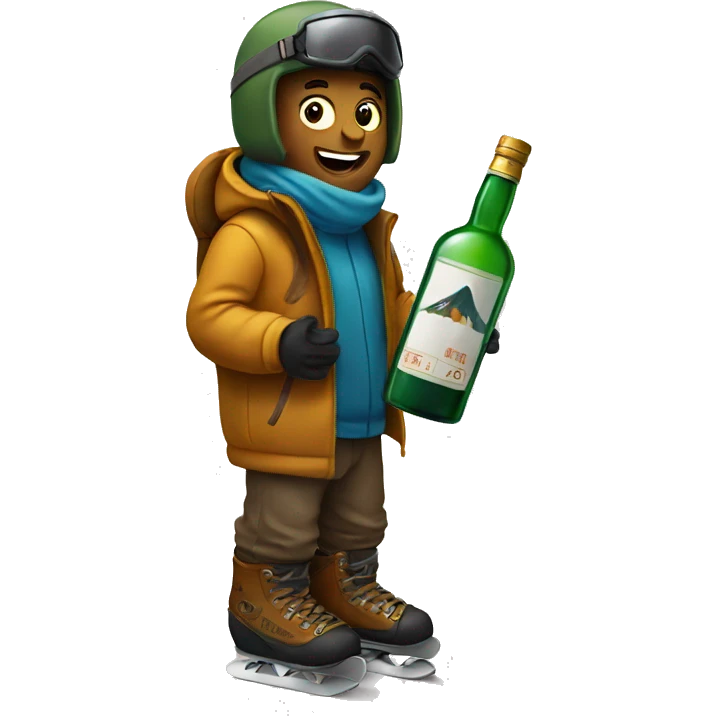 Snow boarder with whiskey bottle emoji