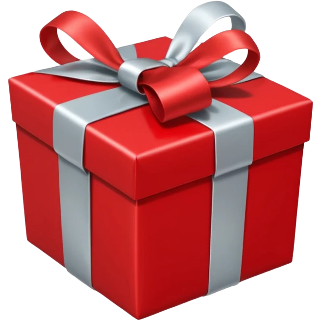 red gift box wrapped with silver ribbon emoji