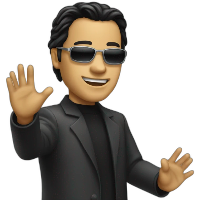Neo from matrix waving emoji