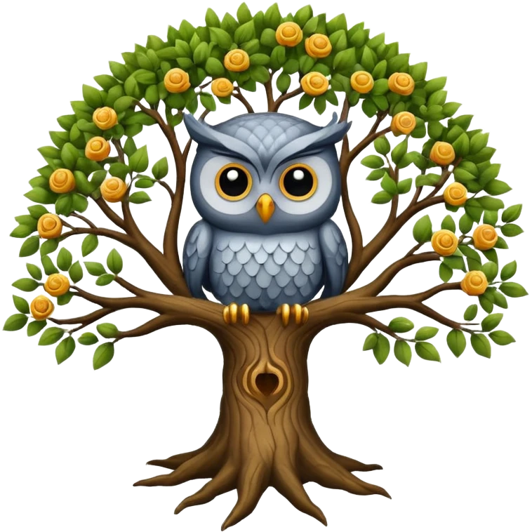 Tree of life with an owl emoji