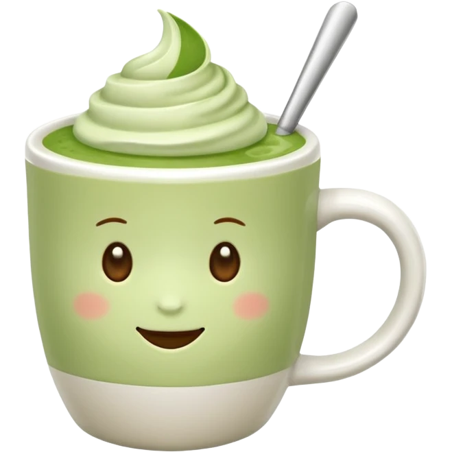 White background, matcha latte no  emoji