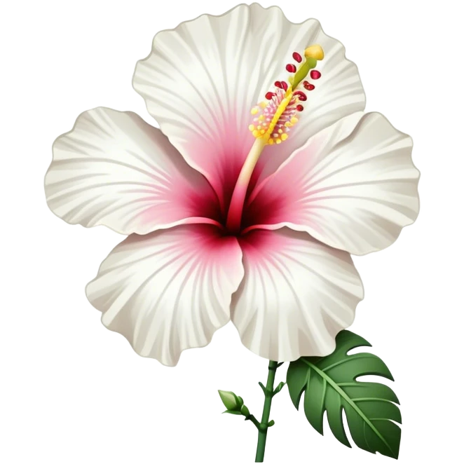 single white Hawaiian hibiscus, straight stem emoji