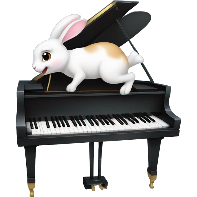 A bunny hopping on a piano emoji