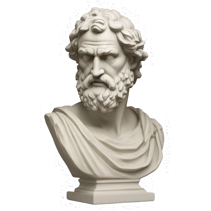 Ancient Greek King Odysseus Bust Statue, Hand on chin, Thinking, Off-White emoji