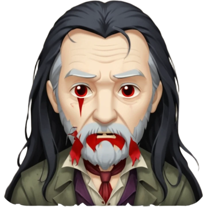 sad face vampire old man long hair with beard half dress
 emoji
