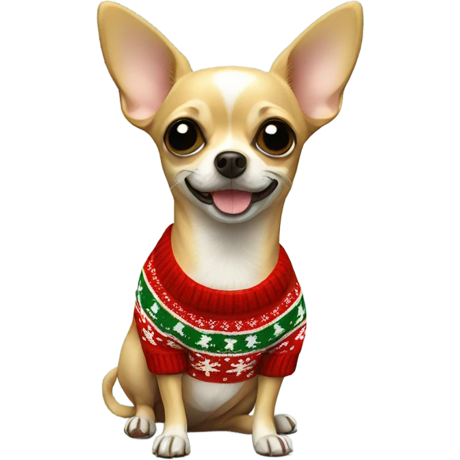 Chihuahua with Christmas sweater emoji