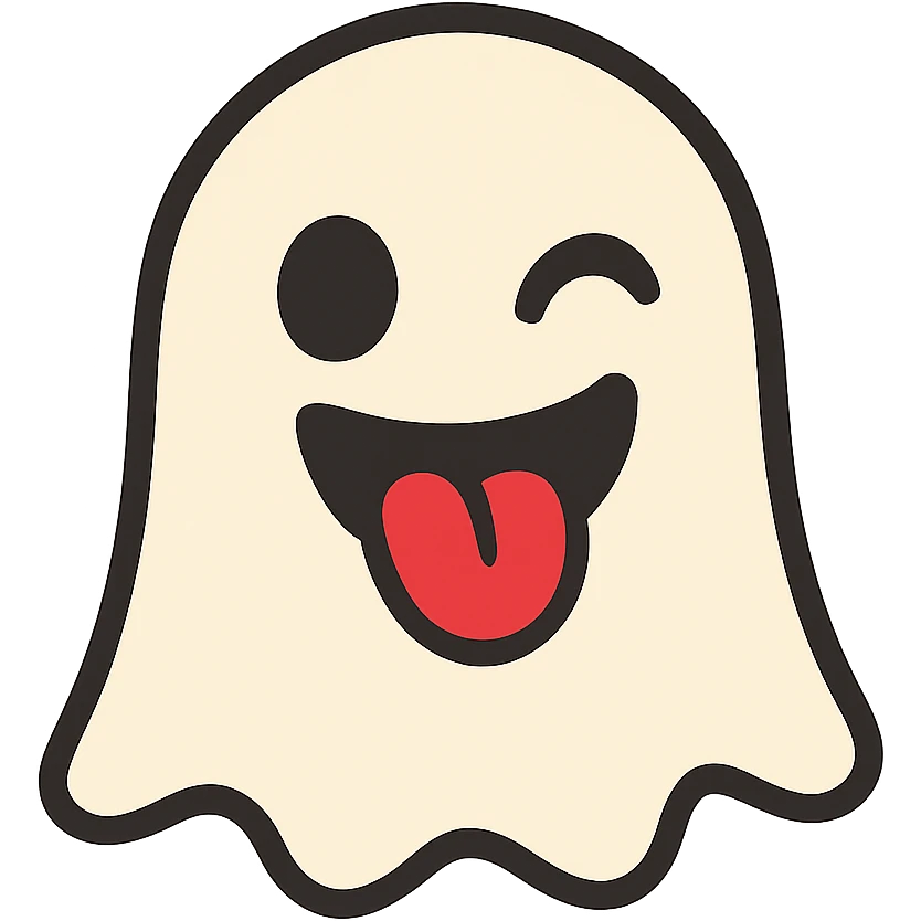 cartoon ghost emoji, flat-toon style, playful expression, no background emoji