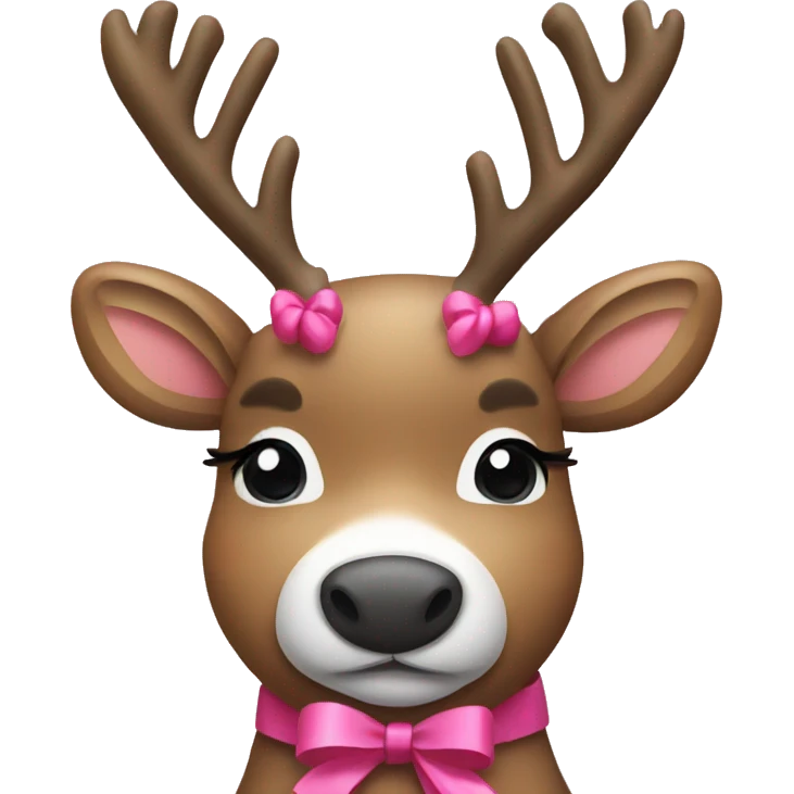 Reindeer with pink bow emoji