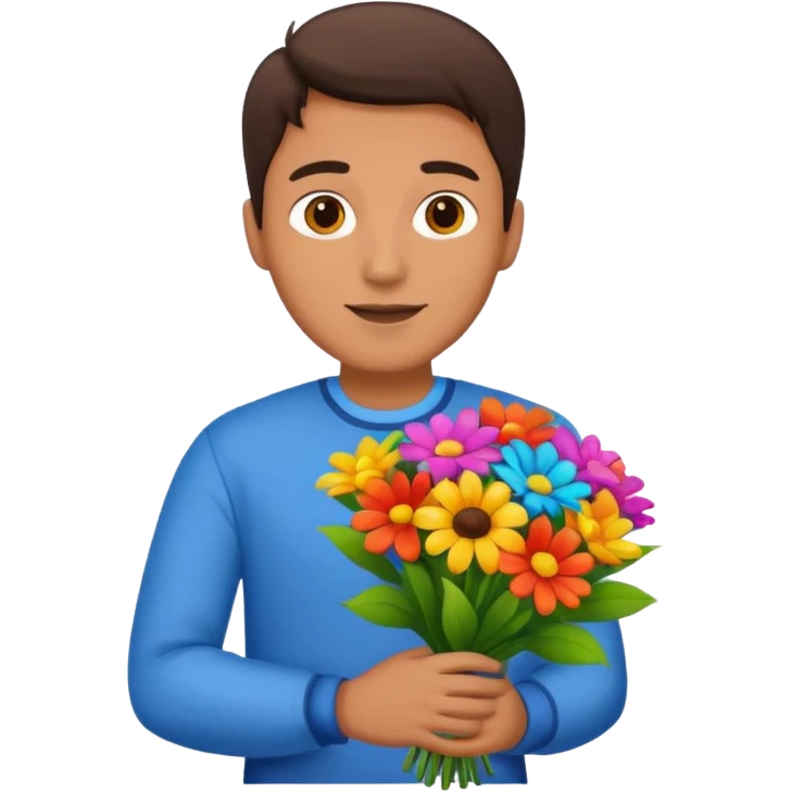 Man with holding flowers emoji