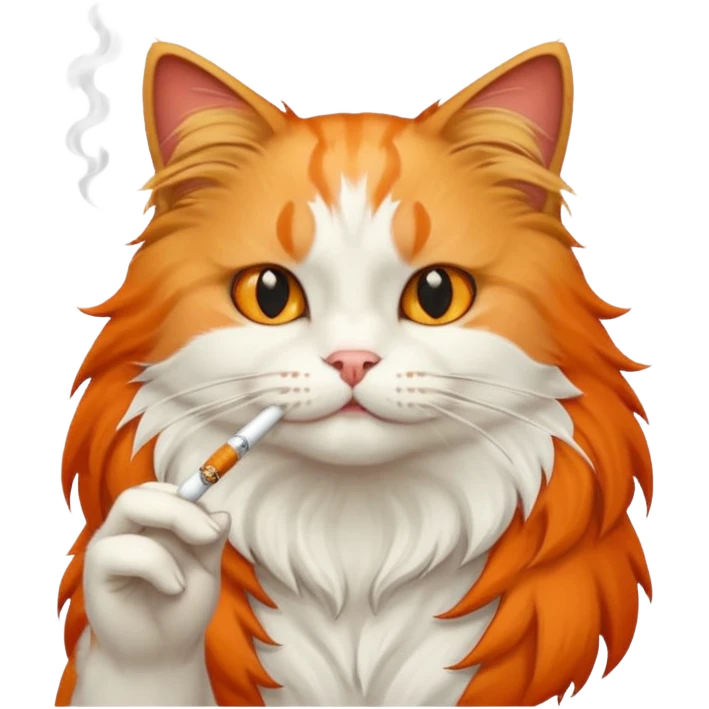 white and orange cat smoking emoji