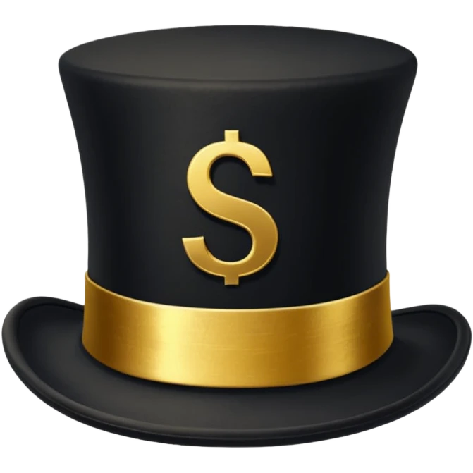 top hat with "$" print emoji