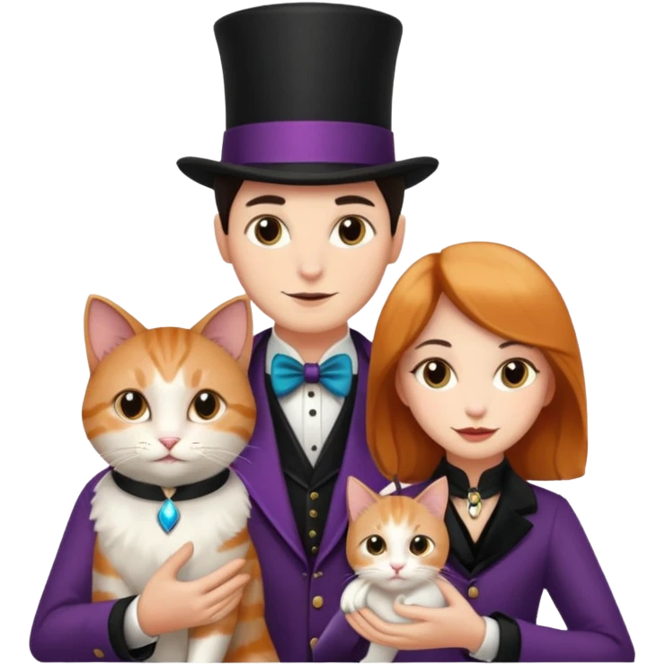 magician couple and their pet cat emoji