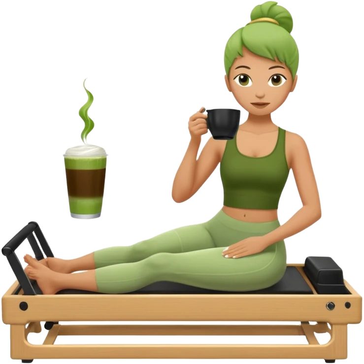 matcha coffee in a reformer machine pilates emoji