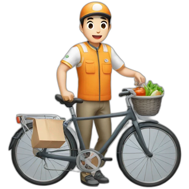 KOREAN bicycle meal delivery man emoji