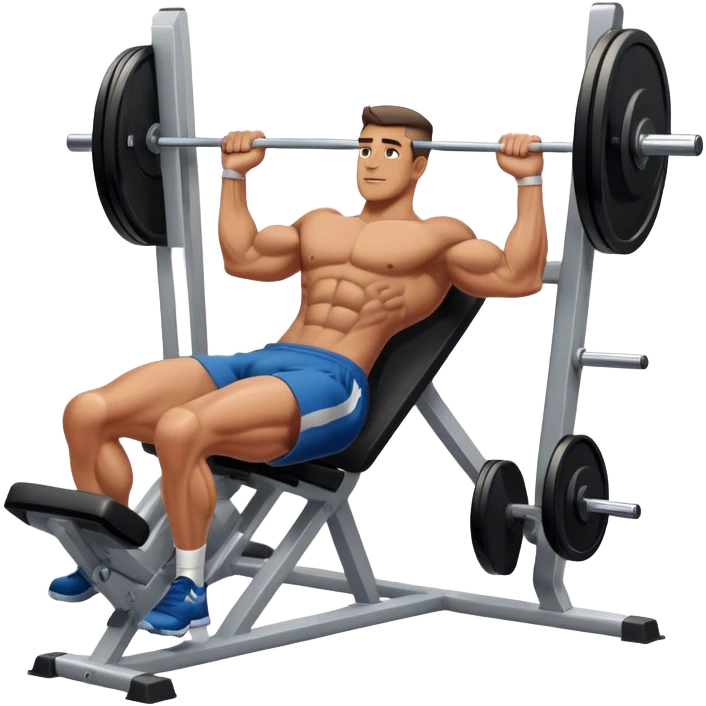 guy lying-down pressing-up with legs on leg-press machine emoji