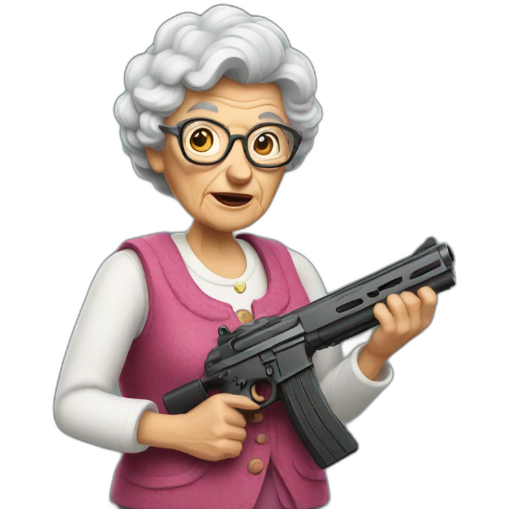 Granny with guns emoji