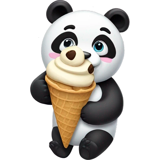 Panda eating cookie dough ice cream emoji