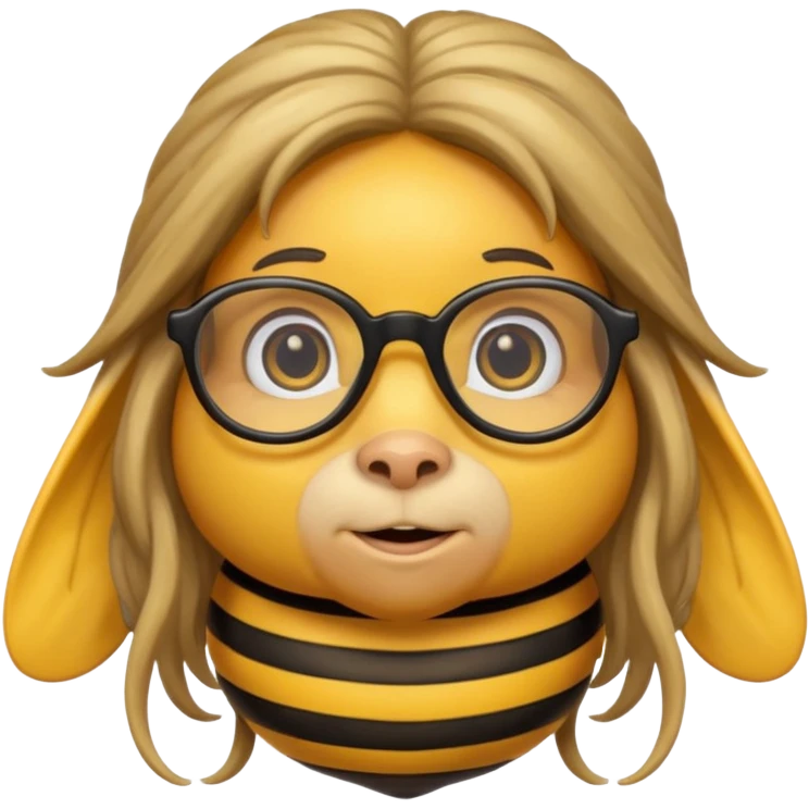 long hair bee with glasses emoji