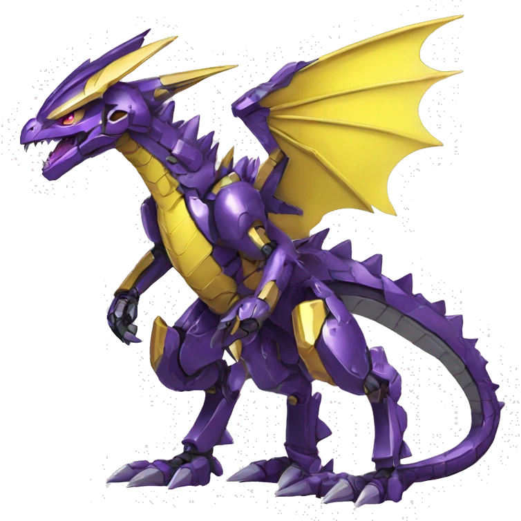  Edgy Shiny Futuristic Purple Yellow Digimon-Fakemon-Reptile-Dragon-Mecha full body emoji