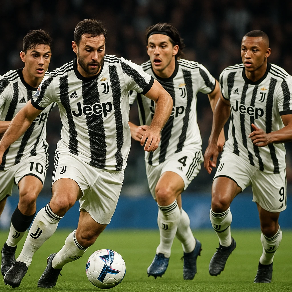 Juventus players in action, realistic and detailed emoji