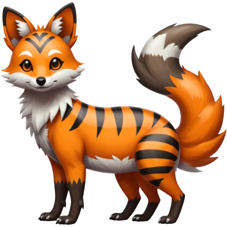 Shiny Neon Glossy Silvally-Aardwolf-Tanuki-Genet-Bobcat-fusion-animal-hybrid-creature, full body emoji