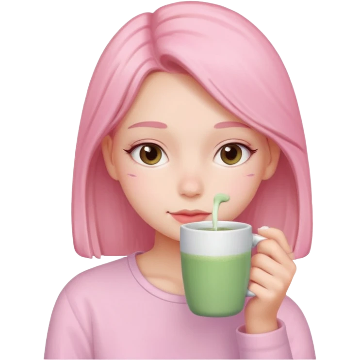 clean girl, pink matcha  emoji