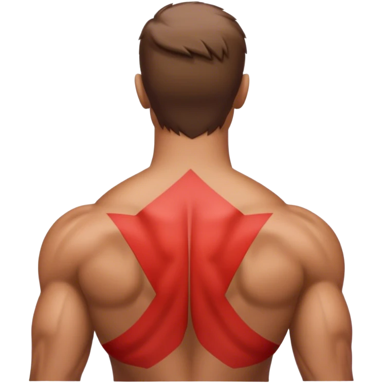 back of regular person with highlighted Red back muscles (latissimus dorsi, trapezius, rhomboid, etc) emoji