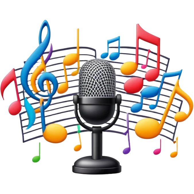 concert with microphone and music notes emoji