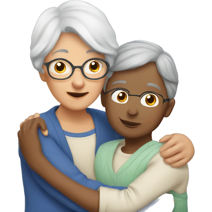 Grandma huggings with a boy and girl emoji