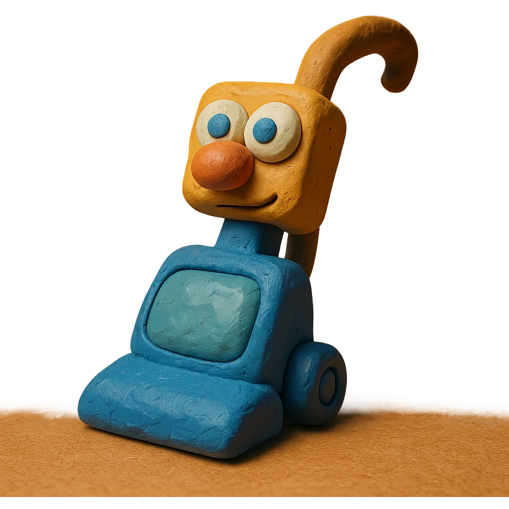claymation style cartoon carpet shampooer with exaggerated features emoji