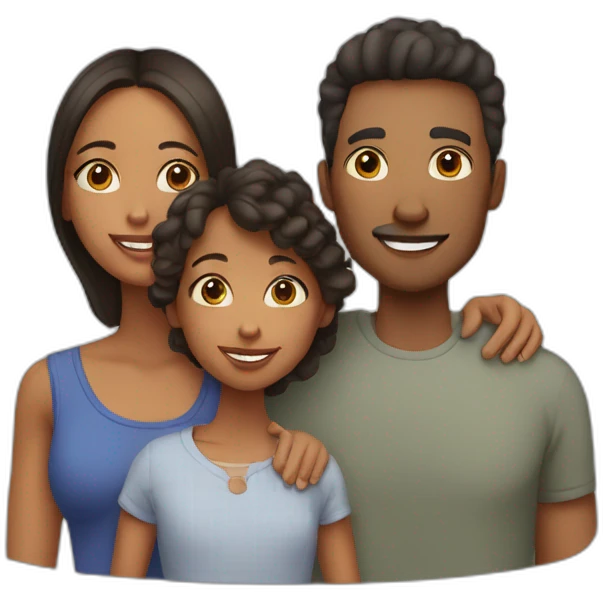 a mixed-race family with 2 young kids and a dog emoji