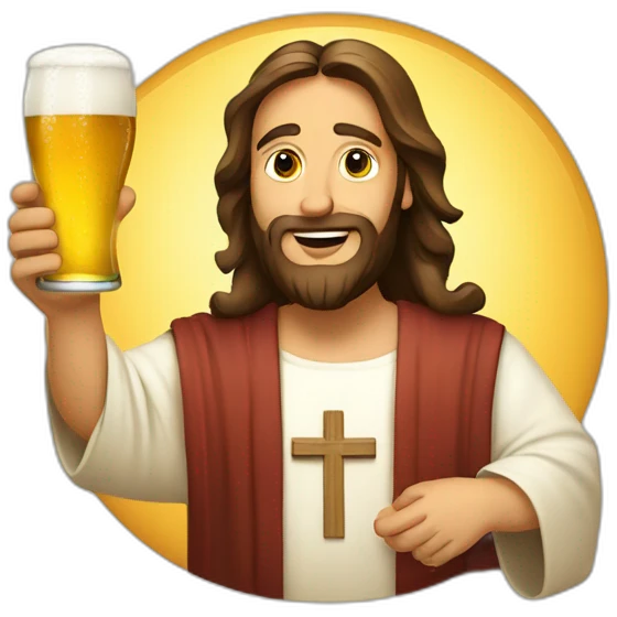 Jésus avec une bière emoji