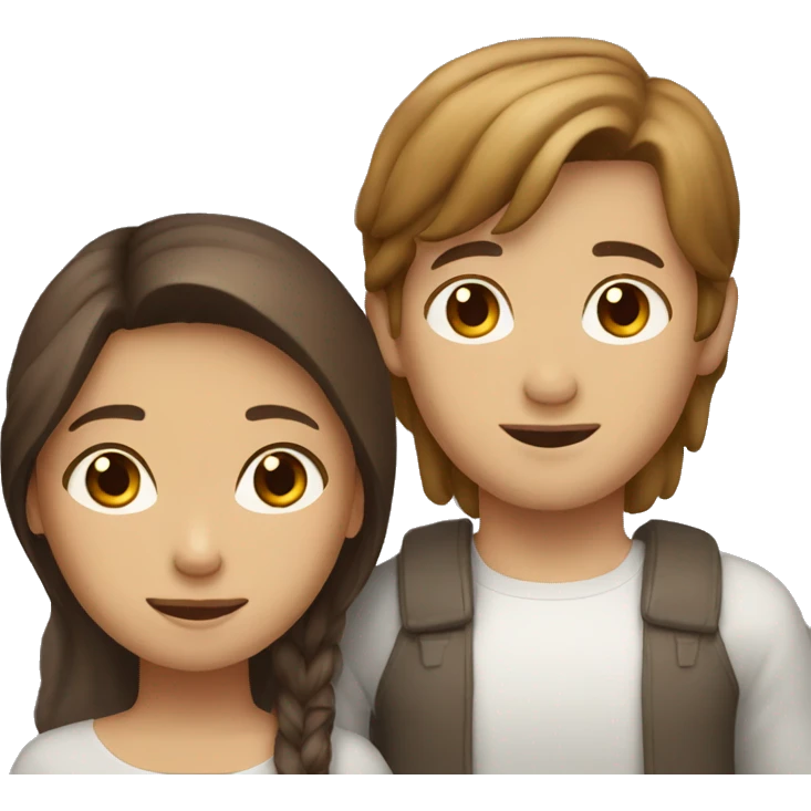 Brown haird asian girl with brown hair white guy emoji