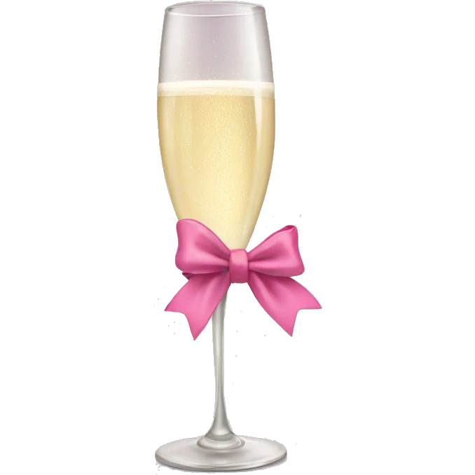 Champagne glass with pink bow on the stem emoji