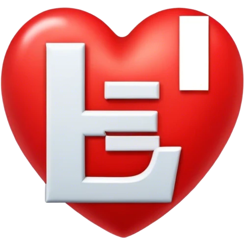 Red heart with letter E in it  emoji