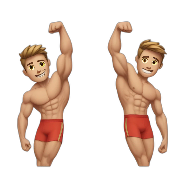 one muscular anm and one skinny arm emoji