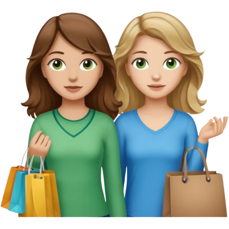 make me and my best friend togheter i have brown hair that falls on my shoulders and BROWN eyes and she has really long wavy brown hair with a little blonde and green/blue eyes we are shopping and i have BROWN eyes and i am taller than her emoji