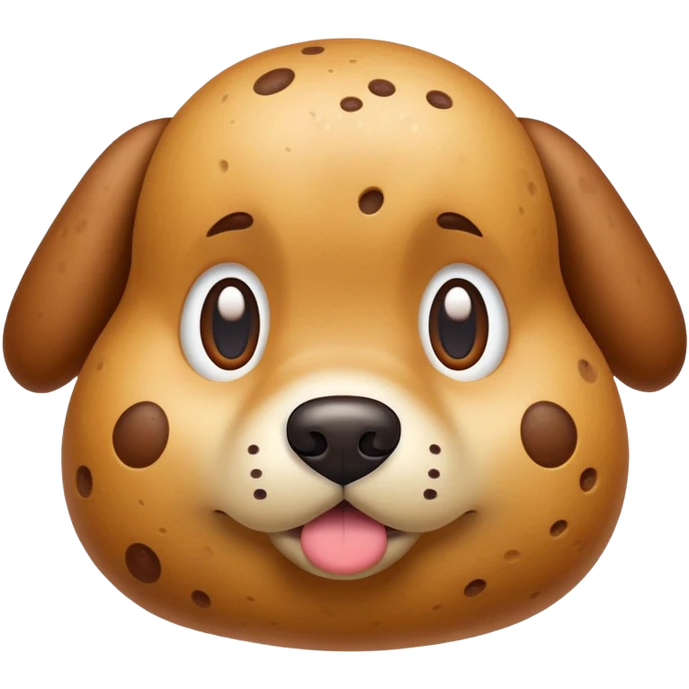 A cartoon dog emoji with a potato-like texture and brown speckles — looks like a potato dog. emoji