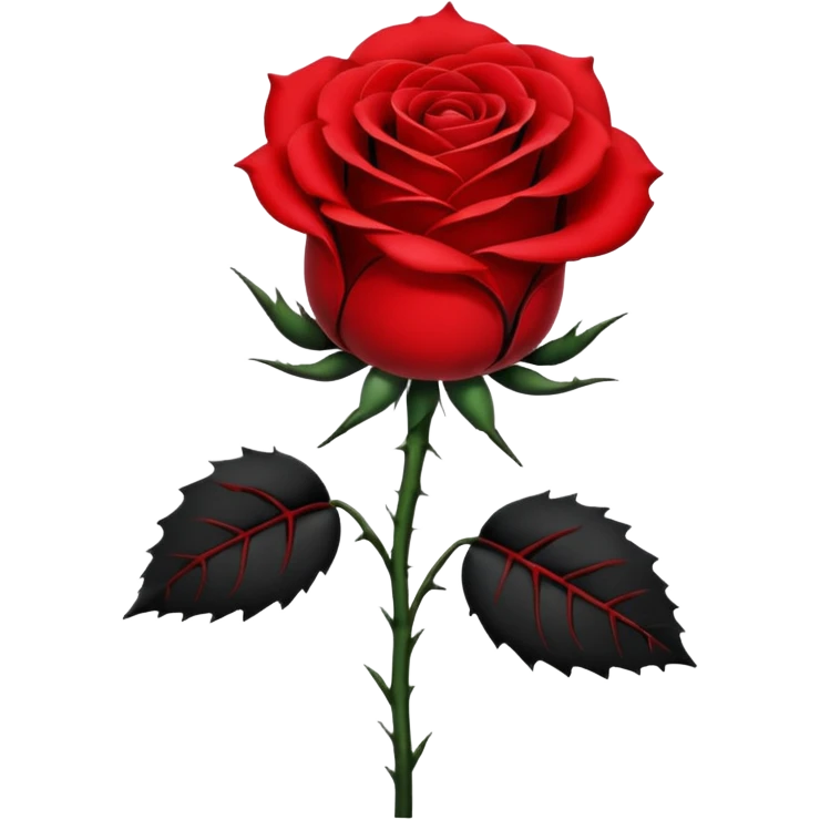 Red and black rose with stem emoji