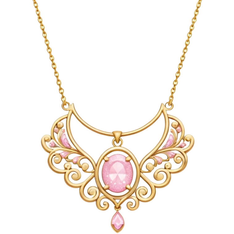 Pastel Pink Glitter Gold Necklace  emoji