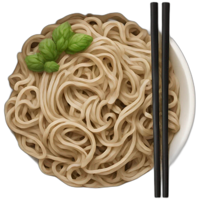 bowl of japanese buckwheat soba noodles with two chopsticks emoji