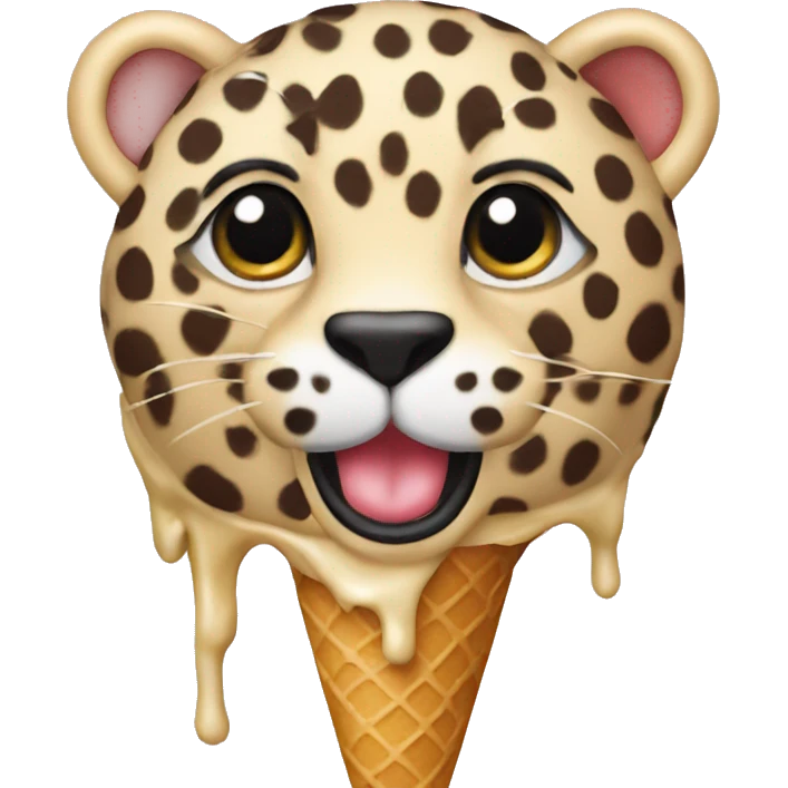 An ice cream in the shape of a leopard  emoji